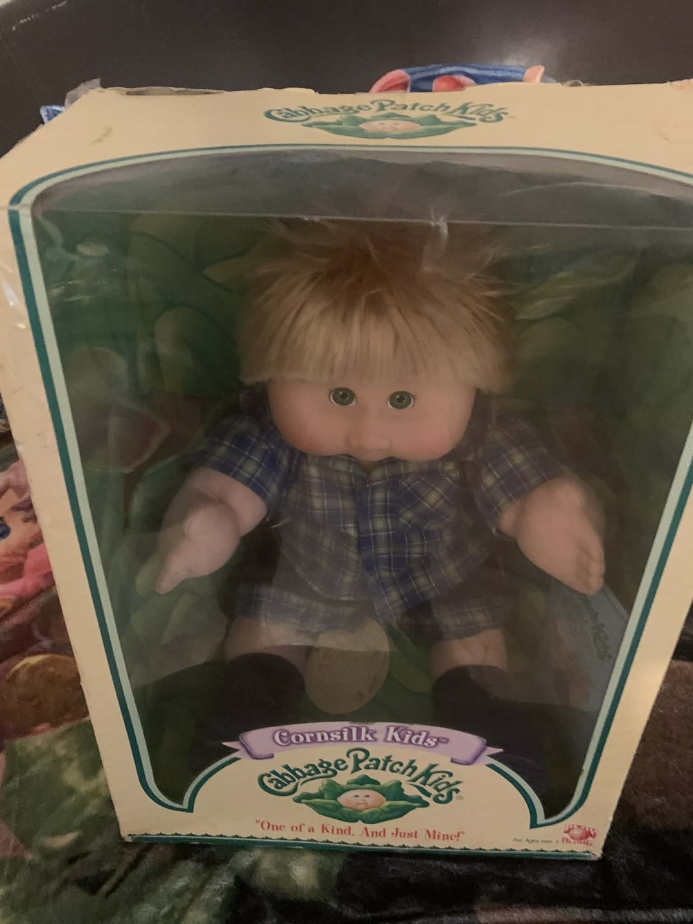 Cabbage Patch Kids Cornsilk Blonde Doll in Blue Plaid Outfit